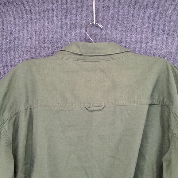 Time And Tru Button Up Linen Jacket Womens XL Long Sleeve Green Chest Pockets - Picture 8 of 14